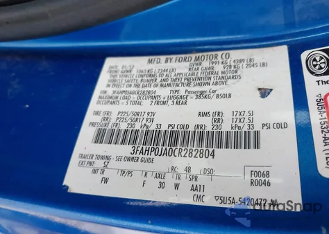 2012 Ford Fusion Sel z USA, uszkodzony, nr VIN 3FAHP0JA0CR282804